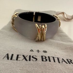 Alexis Bittar Lucite Silver translucent + 10K Gold-plated Crystal Bracelet